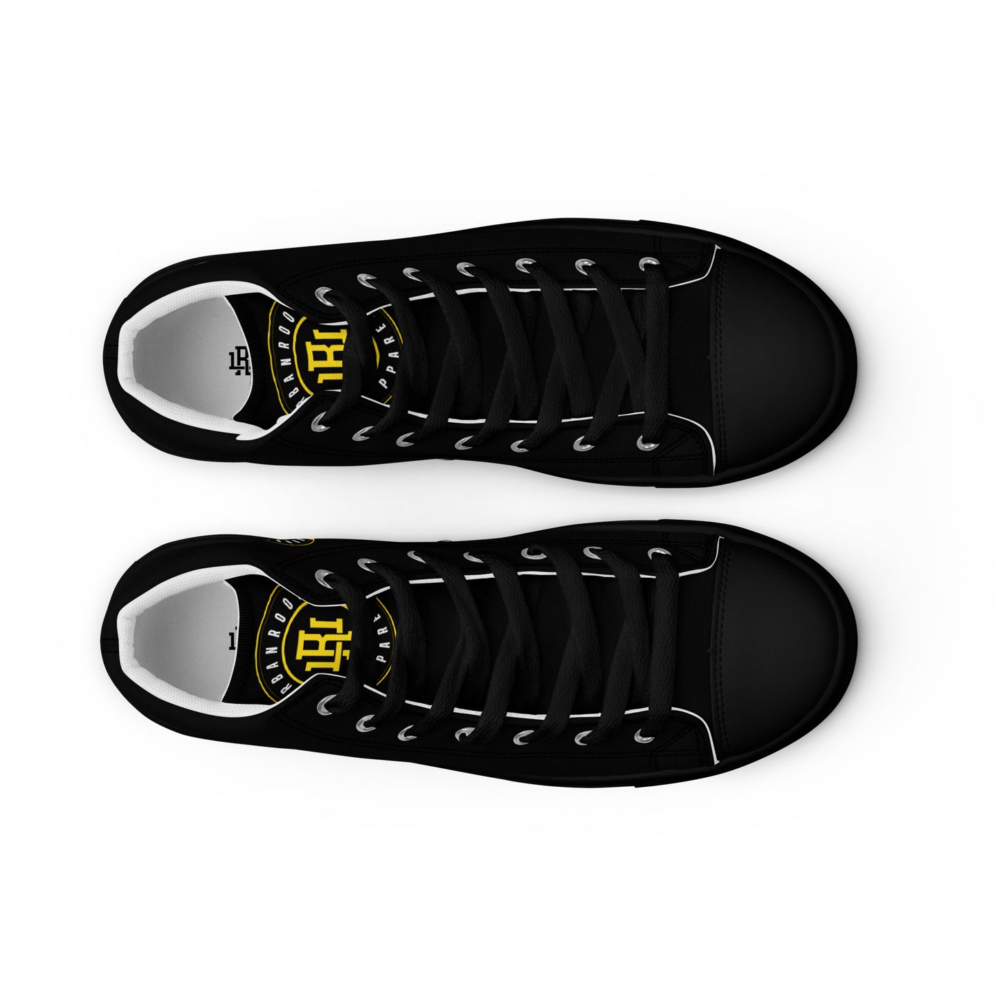 Black/Yellow high top canvas shoes