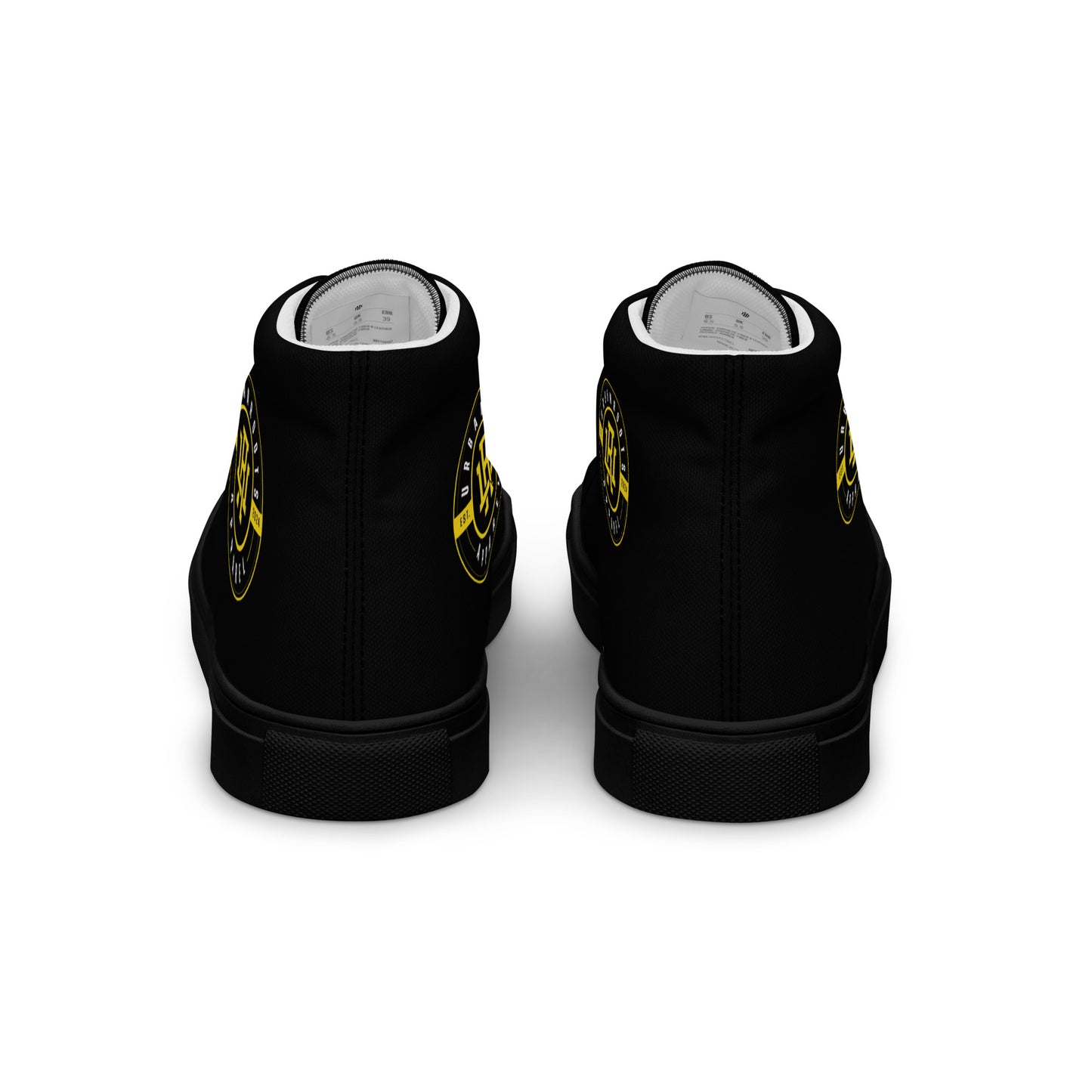 Black/Yellow high top canvas shoes