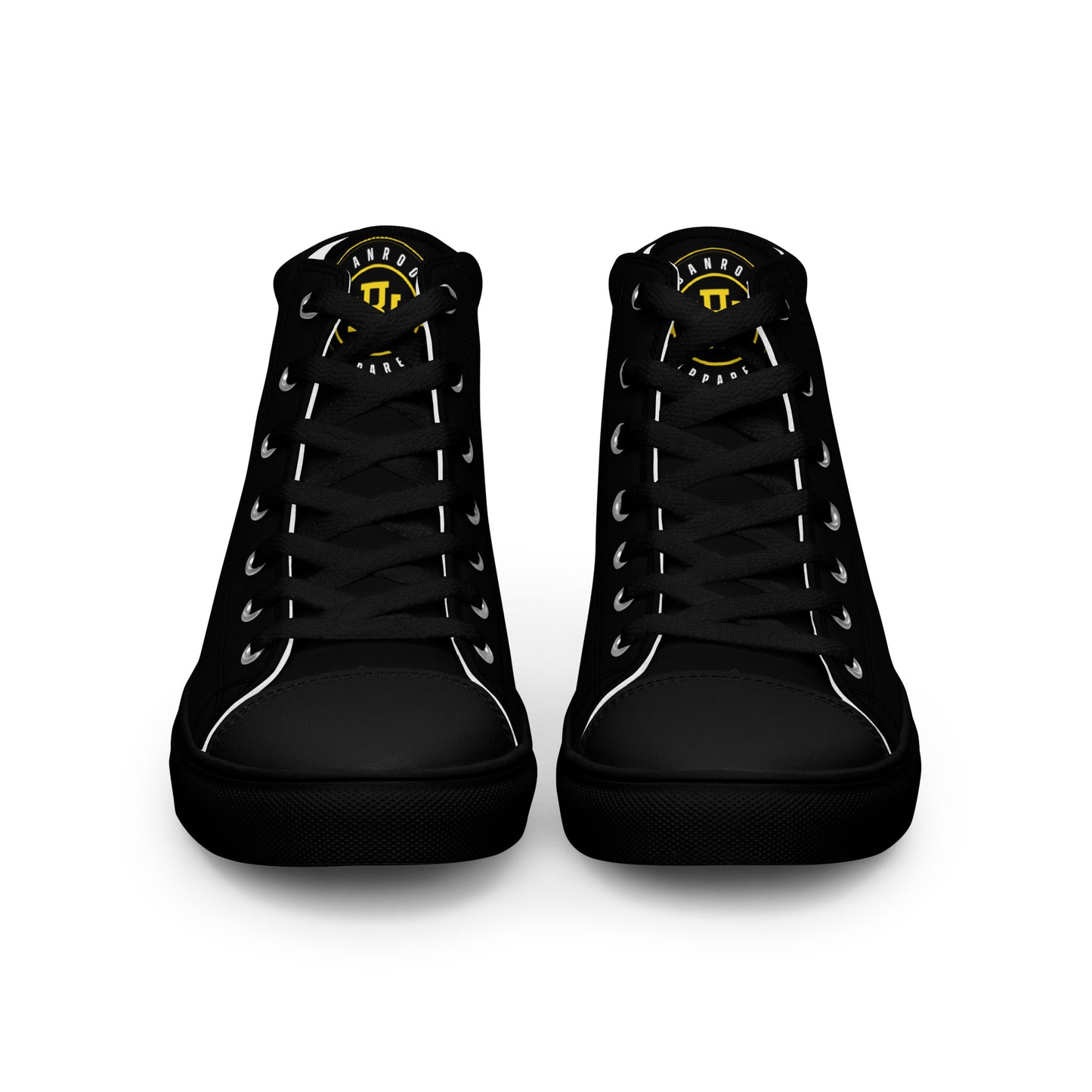 Black/Yellow high top canvas shoes