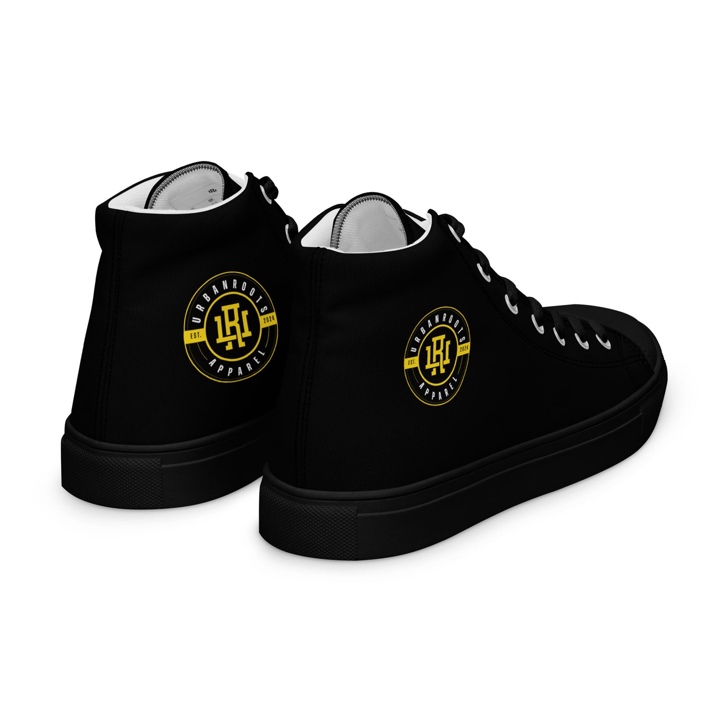 Black/Yellow high top canvas shoes